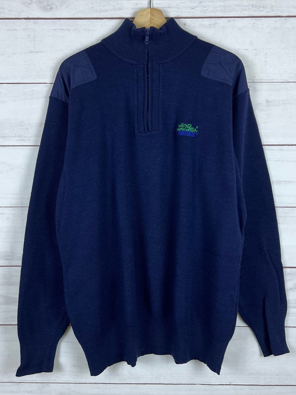 Vintage LL Bean 1/4 Zip Wool Blend Sweater L.L. Bean High Trek XL